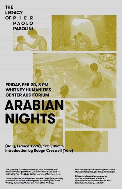 screening of arabian nights feb 20 8pm pasolini at yale