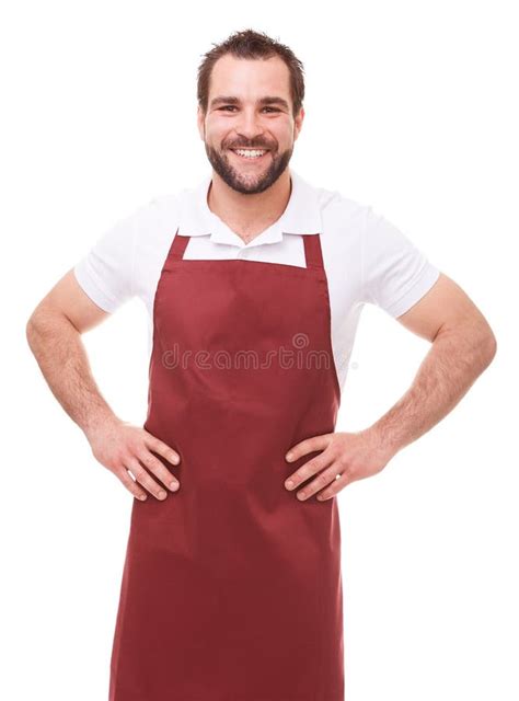 Smiling Man With Red Apron Stock Image Image Of Butcher 73556383