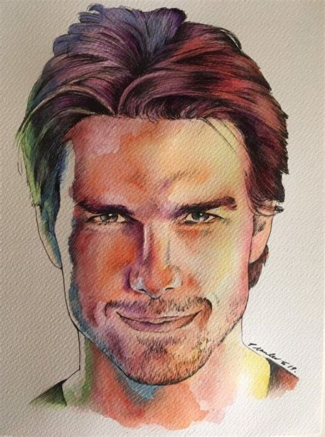 Tom Cruise Original Watercolour Painting Drawing Fan Art A4 Tom