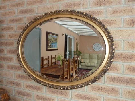 Large Vintage Gold Gilt Oval Wall Bevelled Mirror Perfect Condition