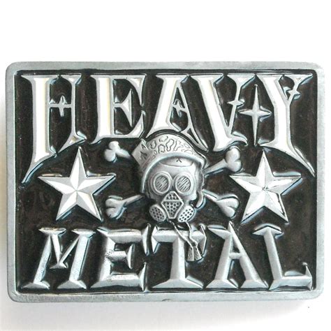 Heavy Metal Black Enamel Rectangle Metal Belt Buckle