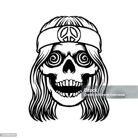 Psychedelic Skull Silhouette Clipart Stock Illustration Download