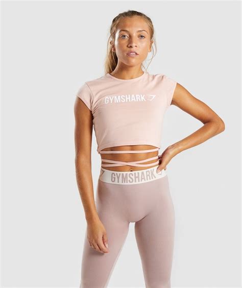 Gymshark Ribbon Capped Sleeve Crop Top Blush Nude T Shirts And Tops