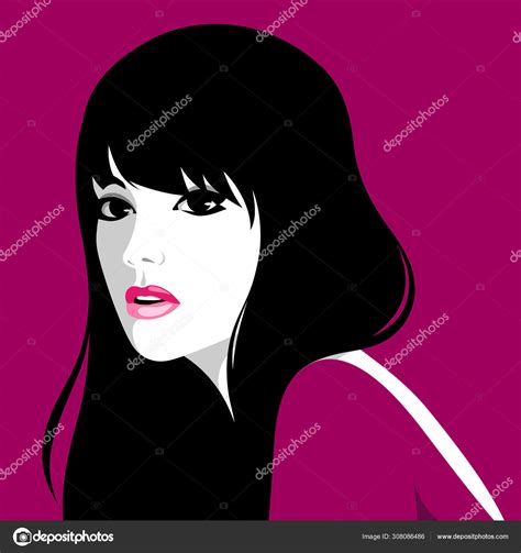 Beautiful Woman With Long Black Hair Stock Vector Image By Marzacz