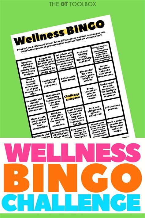 Wellness Bingo Do Able Wellness Games And Activities The Ot Toolbox Mental Wellness