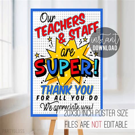 Teacher Appreciation Poster Design Printable Poster Etsy Australia