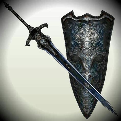 Greatsword And Shield Of Knight Artorias Fantasy Sword Fantasy Armor Fantasy Weapons Medieval