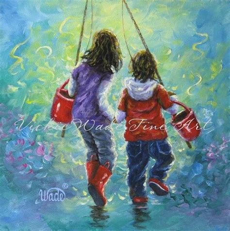 Fishing With Sister Original Oil Painting Two Sisters Art Etsy