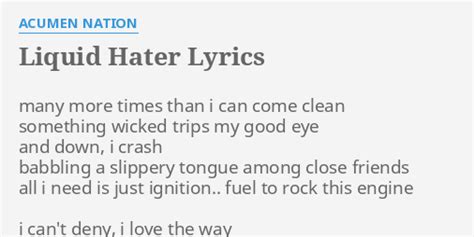 Liquid Hater Lyrics By Acumen Nation Many More Times Than