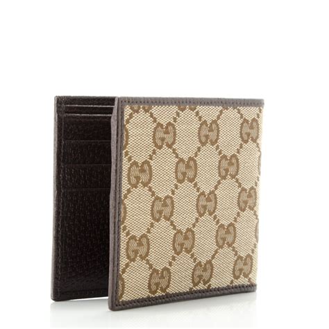 Gucci Mens Monogram Bi Fold Wallet Dark Brown 176016