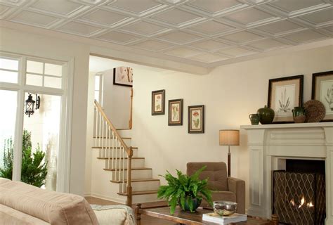 Following is a list of the most there are shallow and deeply coffered pvc tiles in white and black with prices between $10 and $17 per tile. Coffered Ceiling Cost | Basement ceiling painted, Drop ...