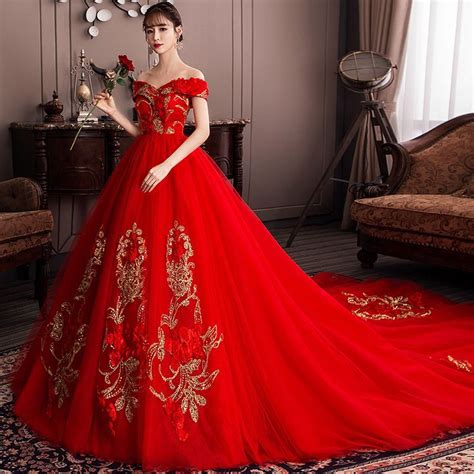 Disney Princess Red Dress With Flowers 100real Royal Embroidery Blue