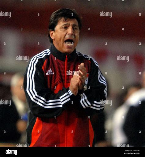 River Plate S Coach Daniel Passarella Reacts During Their Argentina S League Soccer Match