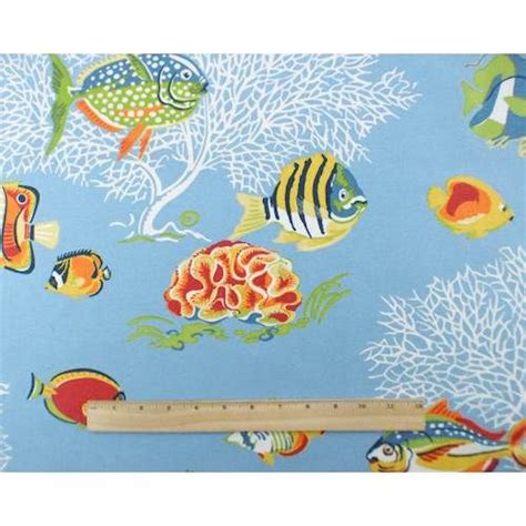 Designer Cotton Bluemulti Sea Life Print Decorating Fabric Printing