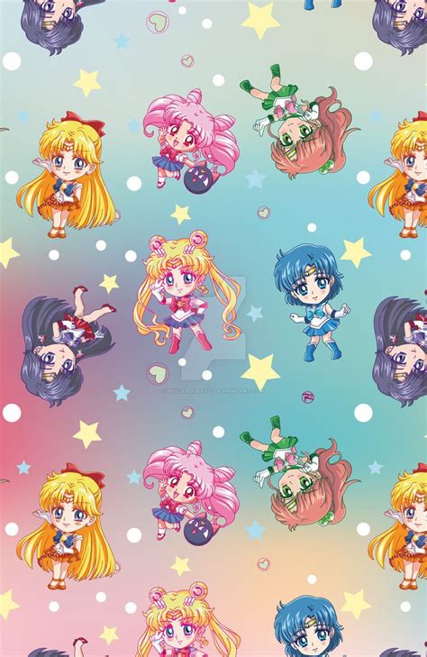 Chibi Senshi Pattern By Riccardobacci Deviantart Com On DeviantArt Sailor Moon Wallpaper