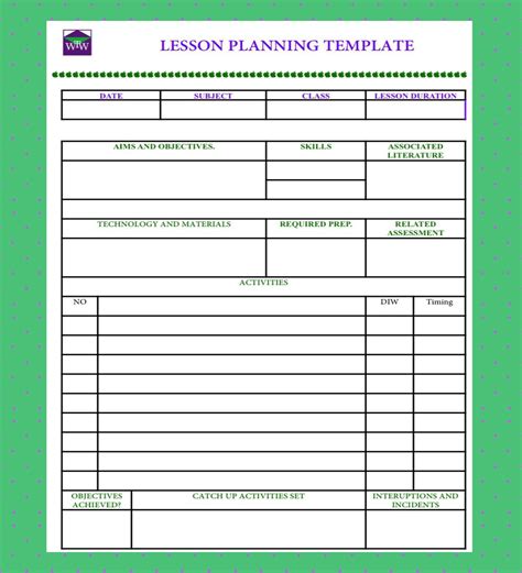 Teacher Lesson Planning Template We Teach Well