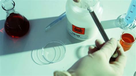 Lab Technician Mixes Toxic Substances In Stock Footage SBV 322572426