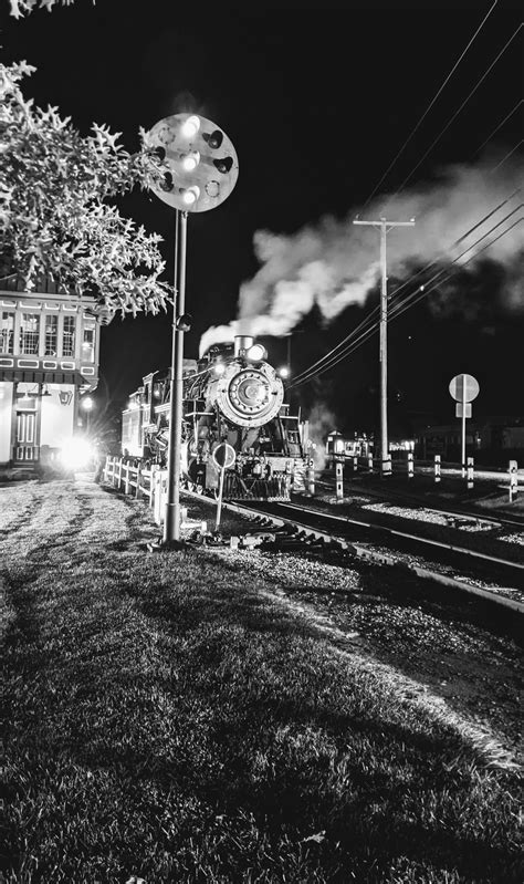 Strasburg Railroad No. 90 at J Tower during a night photo session in