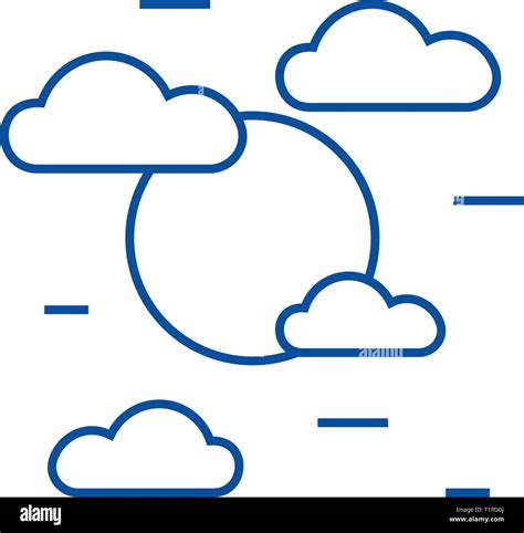 Cloudy Day Line Icon Concept Cloudy Day Flat Vector Symbol Sign