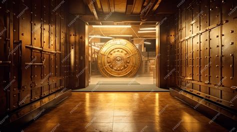 Premium Photo | Bank vault with open door store gold bar inside in gold