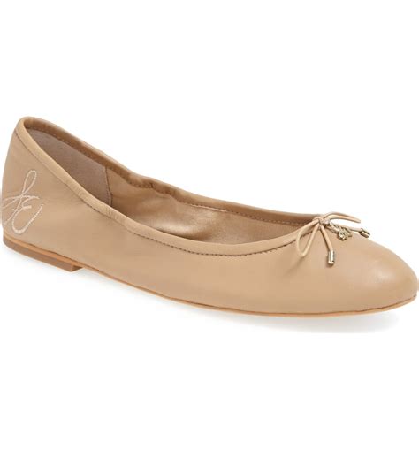 Sam Edelman Felicia Flat Beige Leather Best Flats For Standing All