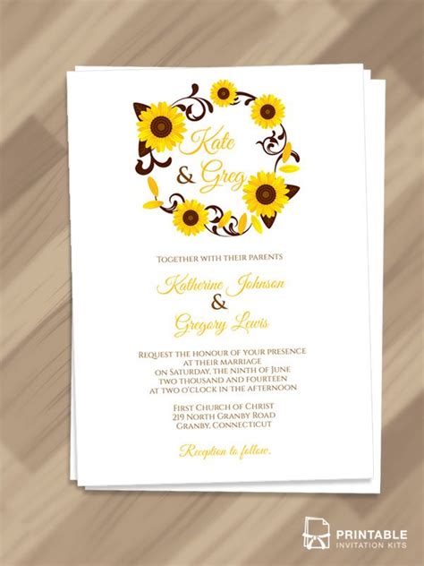 invitations sunflowers wreath invitation