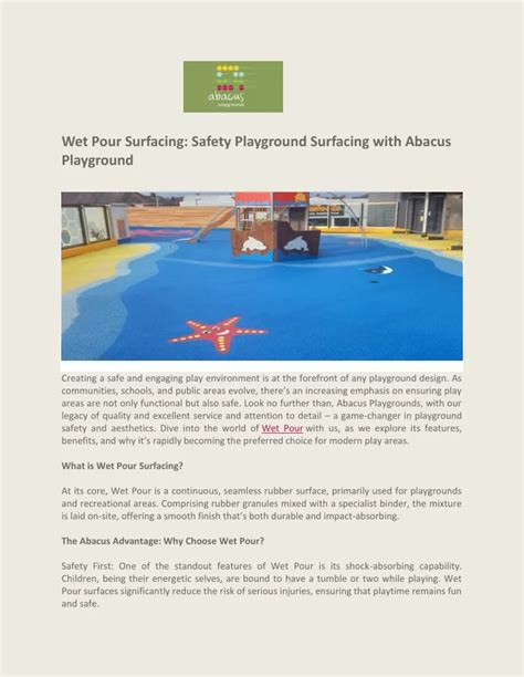 Ppt Wet Pour Surfacing Safety Playground Surfacing With Abacus Playground Powerpoint