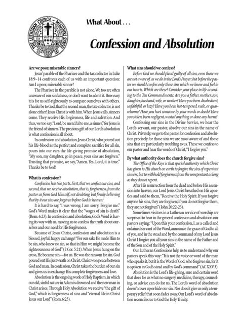 Confession And Absolution Pdf Confession Religion Lutheranism