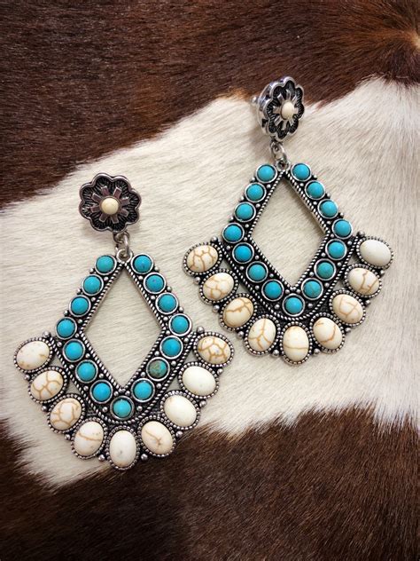 Alondra Turquoise Floral Diamond Earrings Turquoise White Ale
