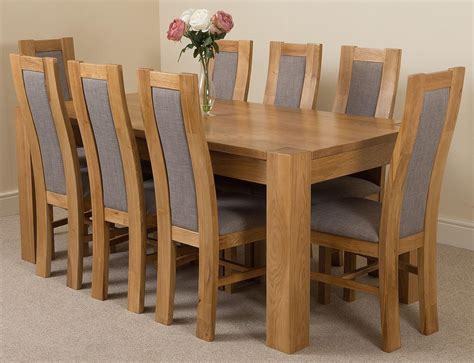 Kuba Oak Dining Table With 8 Grery Stanford Dining Chairs