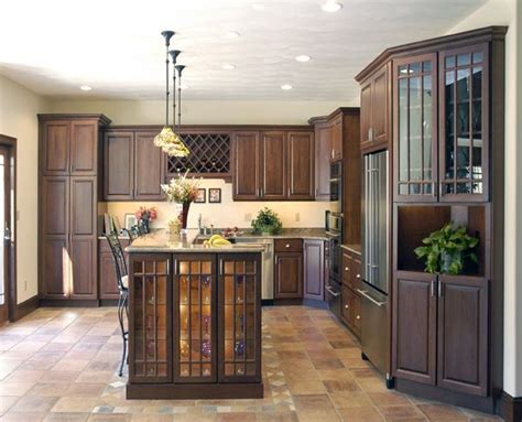 Dark cabinets light floors unique wood floors and wood cabinets floor description: Dark Cabinets, tile floor, similar kitchen layout ...