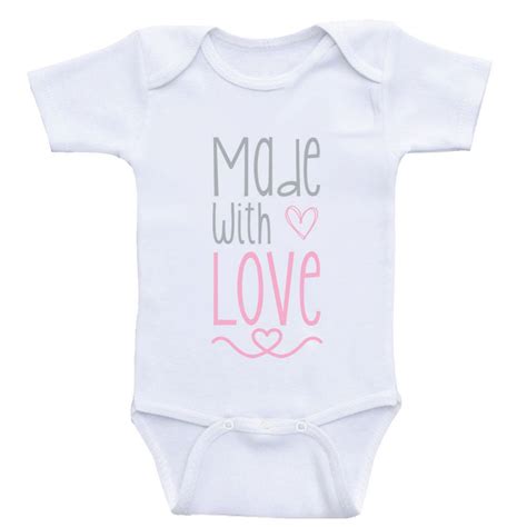 Baby Onesies Made With Love Cute Baby Clothes Bodysuits Heart Co