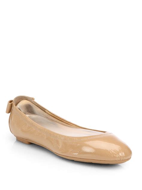 cole haan manhattan patent leather ballet flats in natural lyst
