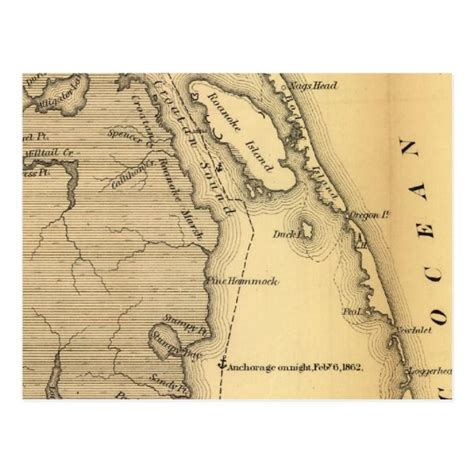 Vintage Map Of The Outer Banks 1862 Postcard