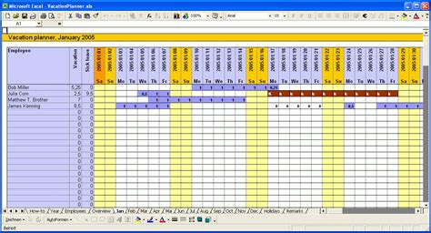 Attendance Tracker Excel Vacation Planner Vacation Planner Template