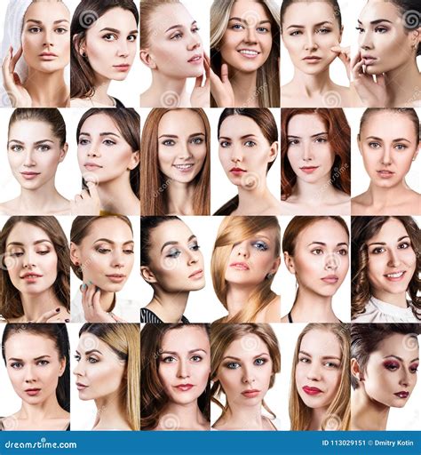 Big Collage Of Different Beautiful Women Stock Image Image Of