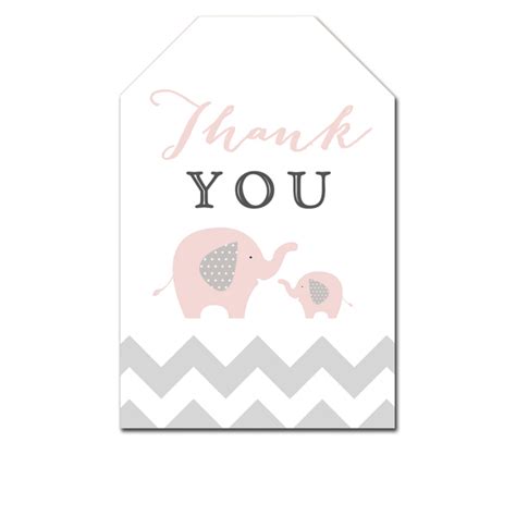Make these three free printable thank you cards with your kids for a totally unique thank you gift. Thank You Tags - Pink Gray Elephant - Favor Tags Baby ...