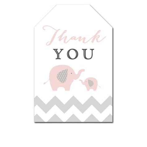 These words and phrases are perfect for thanking family and friends for thoughtful baby shower gifts. Thank You Tags - Pink Gray Elephant - Favor Tags Baby ...