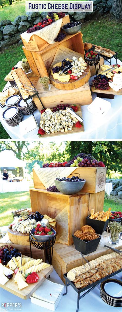 See more ideas about rustic buffet, wedding food, buffet. Rustic Cheese Display #peppersfinecatering | Wedding ...