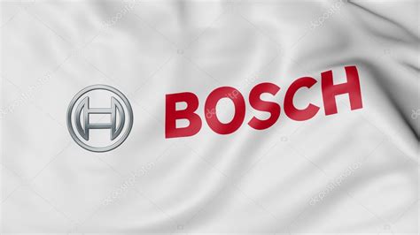 Close Up Of Waving Flag With Robert Bosch Gmbh Logo 3d Rendering