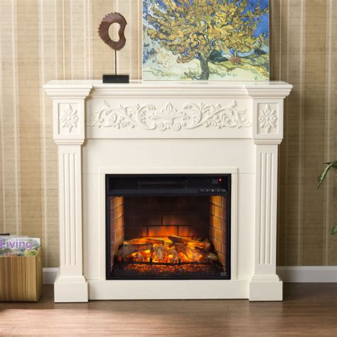 Flame operates with heater on or off. Calvert Ivory Infrared Electric Fireplace Mantel Package | FI9279 | Southern Enterprises