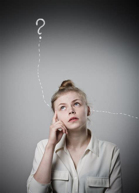 Girl In White And Question Mark Stock Photo Image Of Headache Ignore