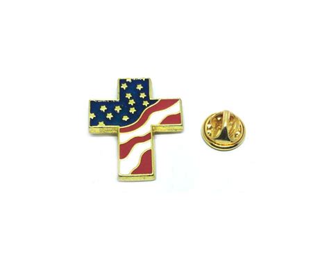 American Flag Cross Lapel Pin Finox