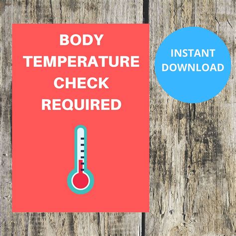 Printable Body Temperature Check Required Signs Signs For Etsy In