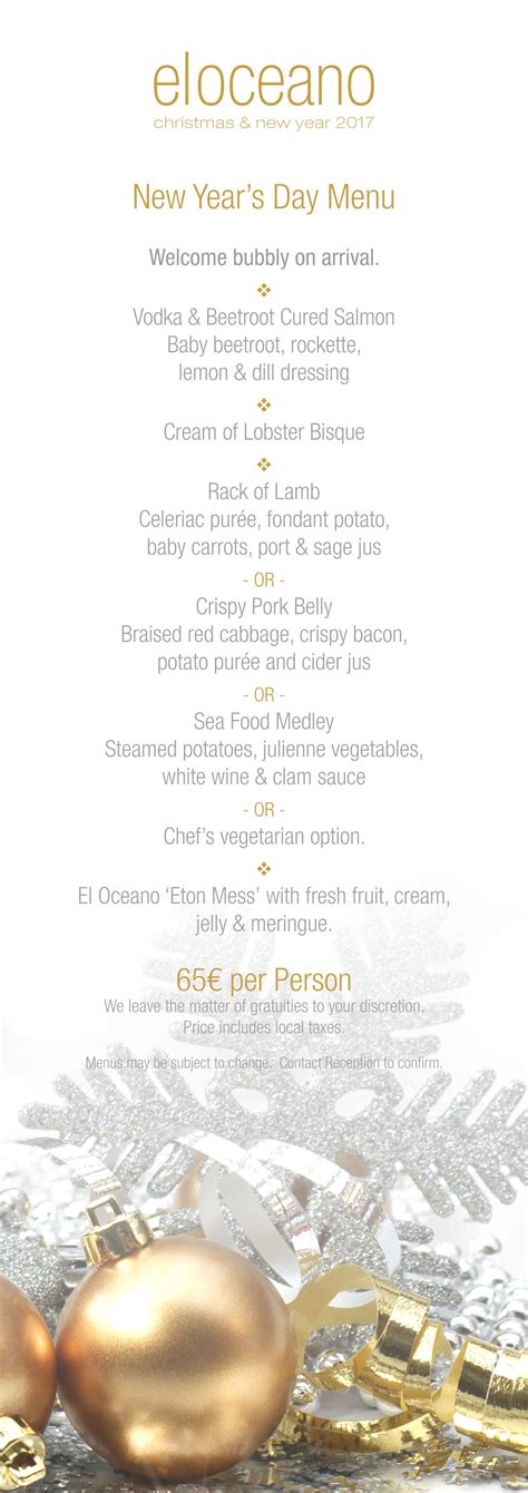 Every year on christmas eve, people celebrate the feast of the seven fishes. Christmas & New Year 2017 Menus - El Oceano Beach Hotel, Restaurant and Beauty Salon