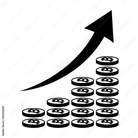 Vertical Bar Graph Diagram Representing Bitcoin Growth Icon Arrow