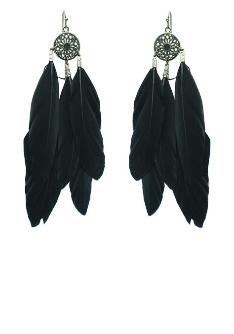 Black Feather Earrings Accessory