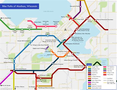 Bike Paths Of Madison Wi A Subway Style Map That I Made Rmadisonwi