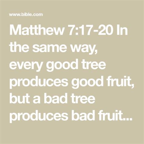 Matthew 717 20 In The Same Way Every Good Tree Produces Good Fruit