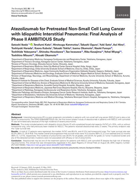 Pdf Atezolizumab For Pretreated Non Small Cell Lung Cancer With